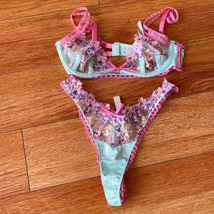 For Love and Lemons size xxs set aqua and pink